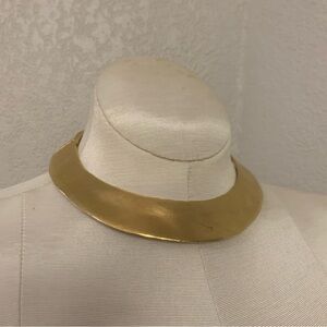 Vintage Goldtone Hammered Collar Modernist  Hinged Choker Statement Necklace